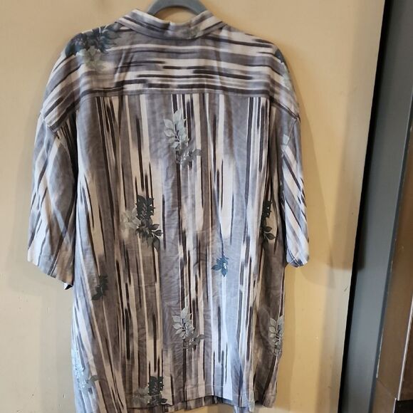 Men's Blue and Gray Striped Shirt 100% Silk - Picture 5 of 5